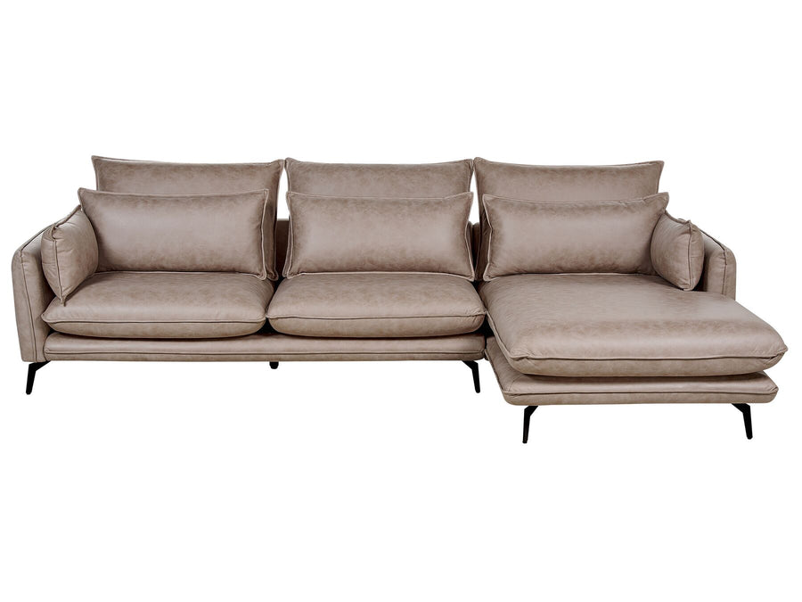 Gallo Left Hand Faux Suede Corner Sofa Light Brown