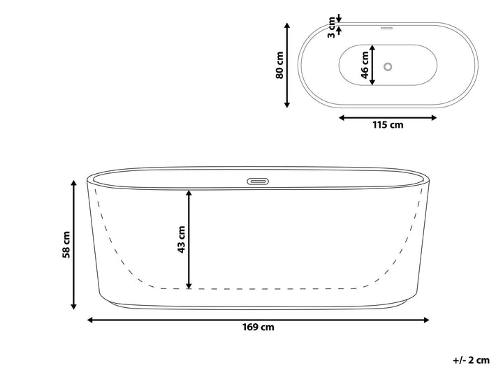 Freestanding Bath 1690 mm x 800 mm White Gocta
