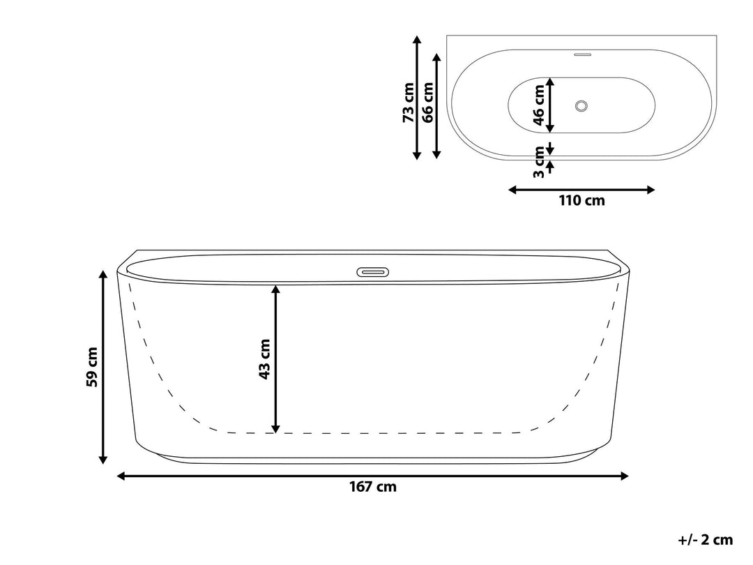 Bath 1670 mm x 730 mm White Gocta