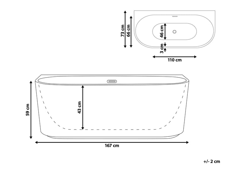 Bath 1670 mm x 730 mm White Gocta