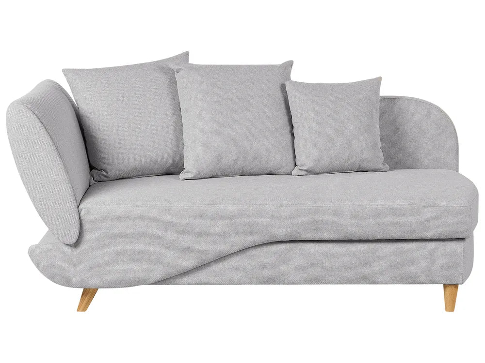 Left-Hand Chaise Lounge Faux Linen Light Grey with Storage Harriet