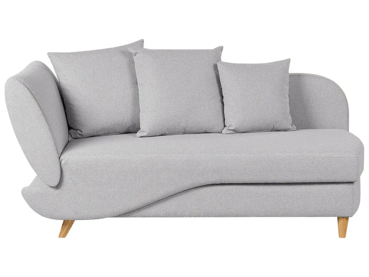 Left-Hand Chaise Lounge Faux Linen Light Grey with Storage Harriet
