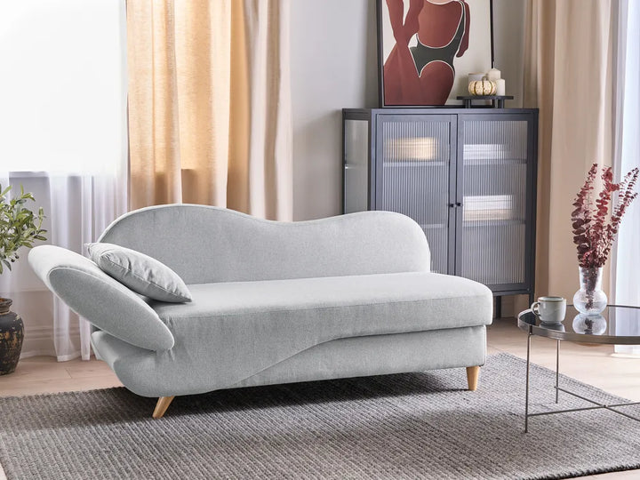 Left-Hand Chaise Lounge Faux Linen Light Grey with Storage Harriet