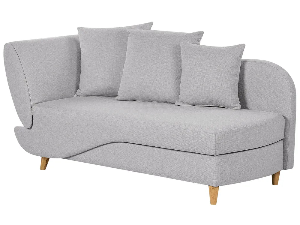 Left-Hand Chaise Lounge Faux Linen Light Grey with Storage Harriet