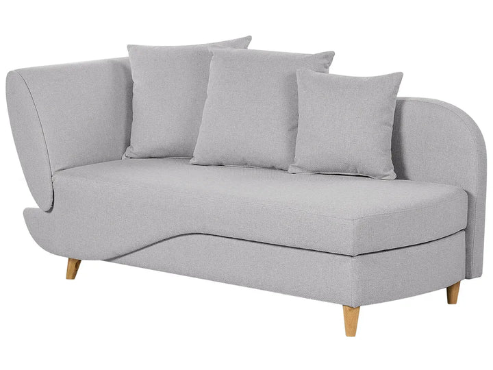 Left-Hand Chaise Lounge Faux Linen Light Grey with Storage Harriet