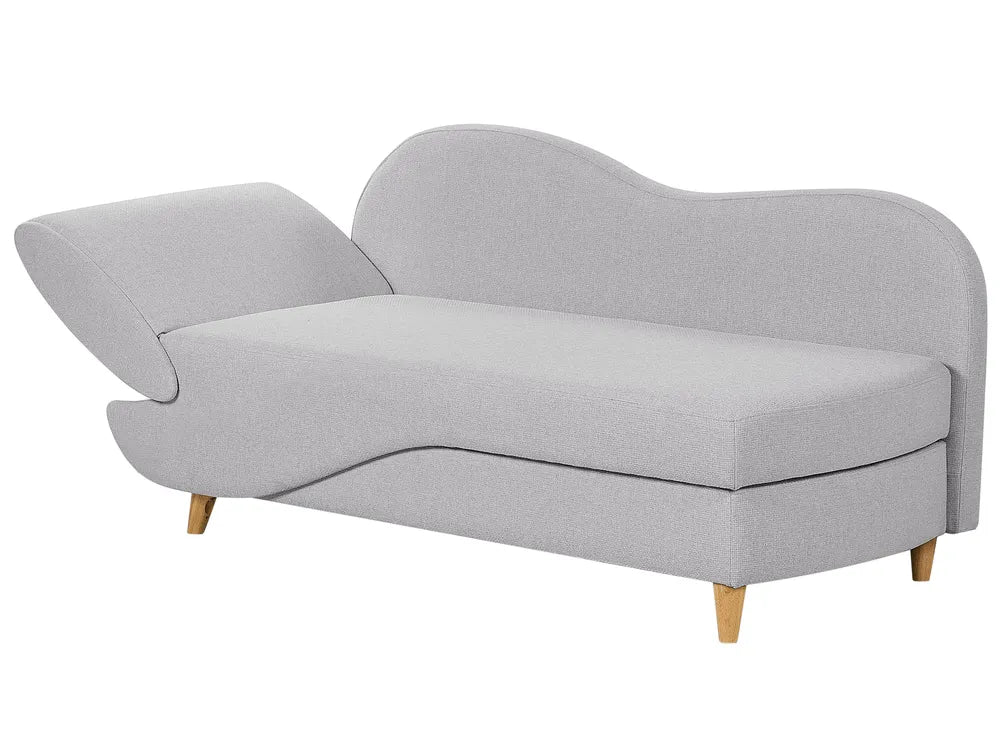 Left-Hand Chaise Lounge Faux Linen Light Grey with Storage Harriet