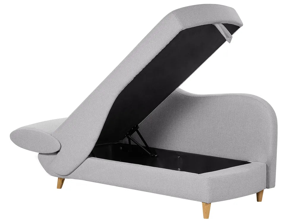 Left-Hand Chaise Lounge Faux Linen Light Grey with Storage Harriet