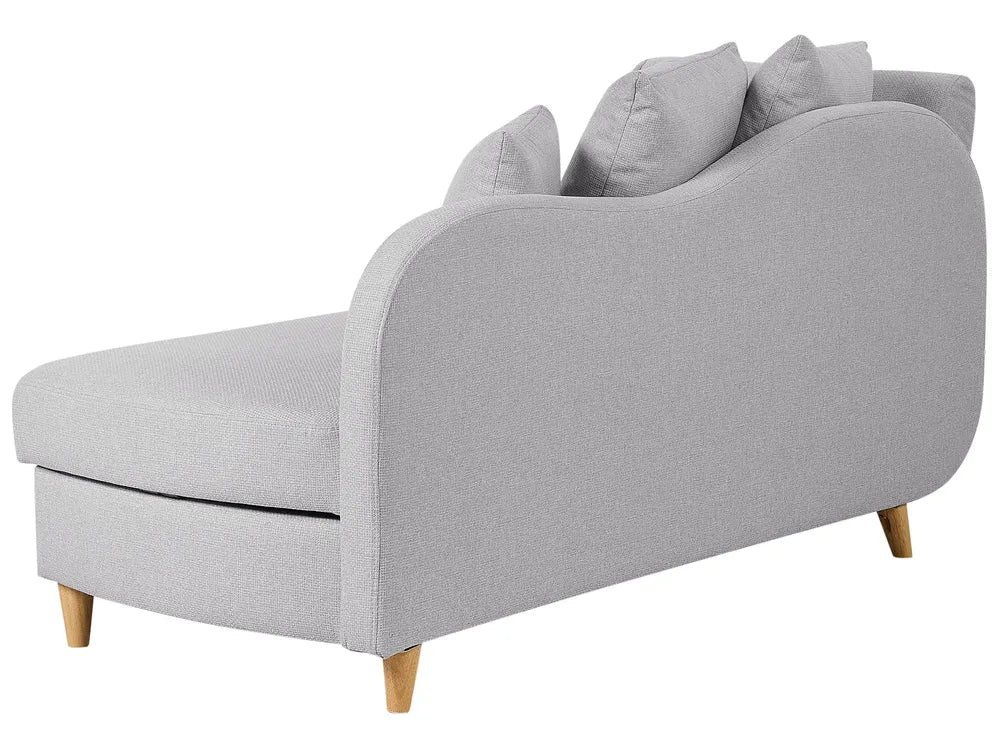 Left-Hand Chaise Lounge Faux Linen Light Grey with Storage Harriet