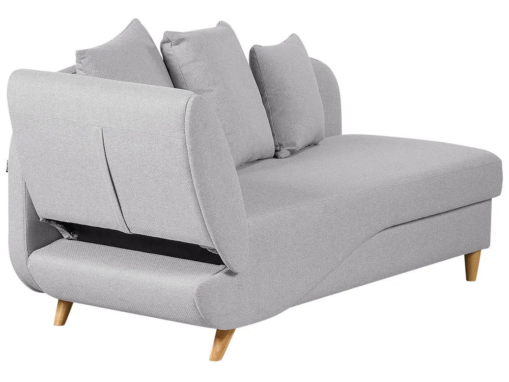 Left-Hand Chaise Lounge Faux Linen Light Grey with Storage Harriet