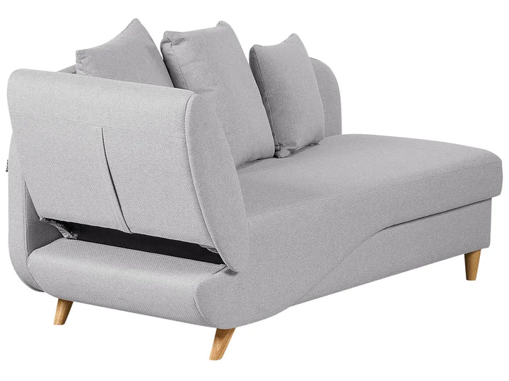 Left-Hand Chaise Lounge Faux Linen Light Grey with Storage Harriet
