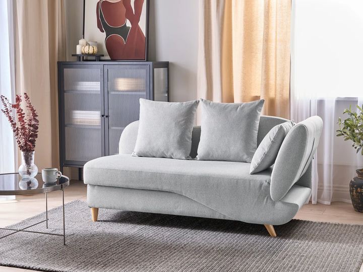 Right-Hand Chaise Lounge Faux Linen Light Grey with Storage Harriet