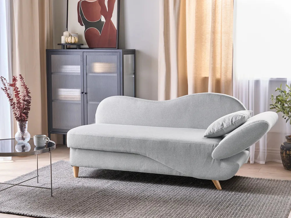 Right-Hand Chaise Lounge Faux Linen Light Grey with Storage Harriet