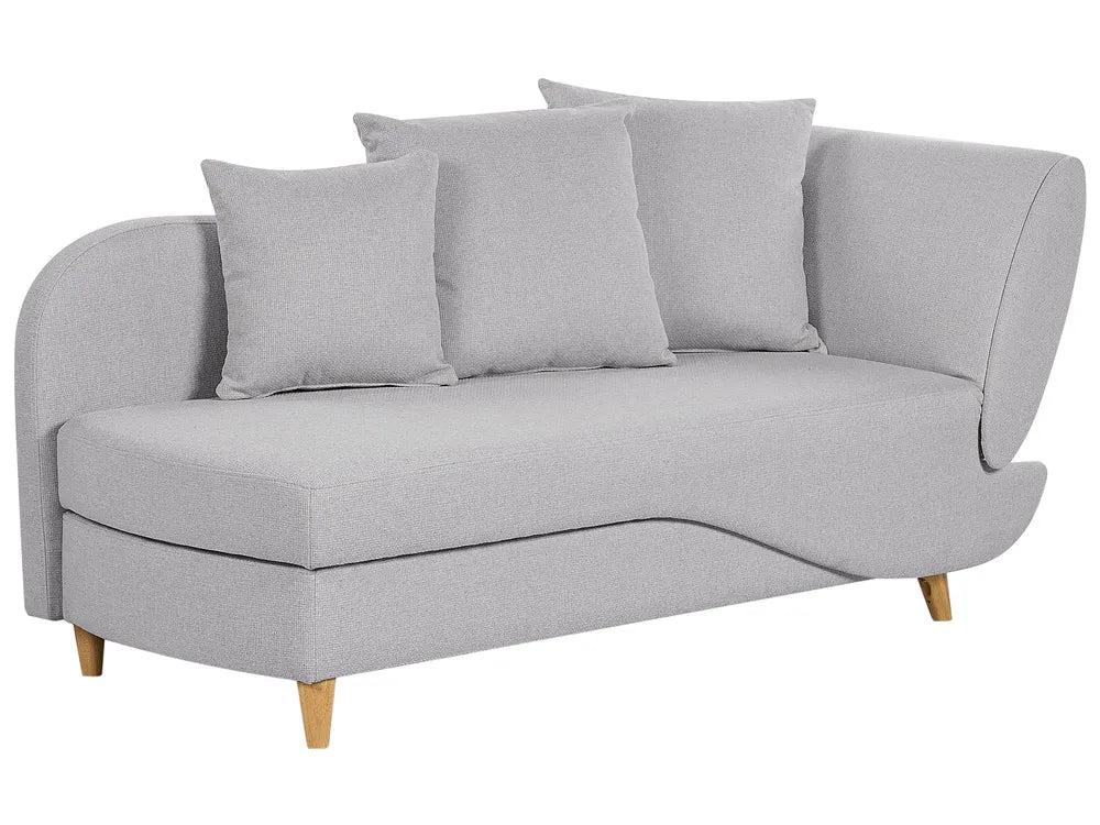 Right-Hand Chaise Lounge Faux Linen Light Grey with Storage Harriet