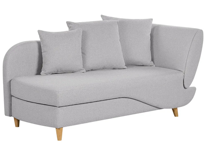 Right-Hand Chaise Lounge Faux Linen Light Grey with Storage Harriet