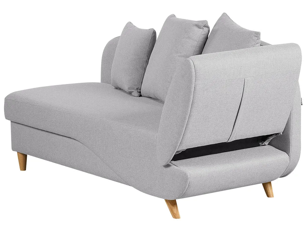 Right-Hand Chaise Lounge Faux Linen Light Grey with Storage Harriet