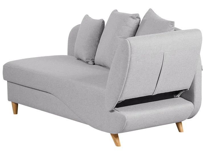 Right-Hand Chaise Lounge Faux Linen Light Grey with Storage Harriet