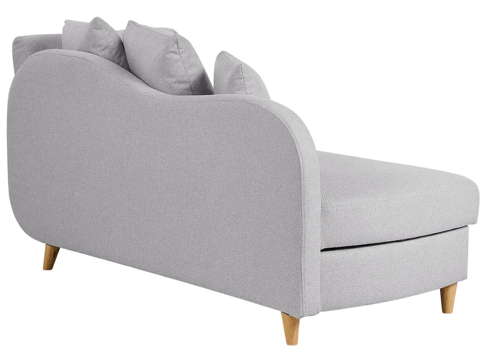Right-Hand Chaise Lounge Faux Linen Light Grey with Storage Harriet