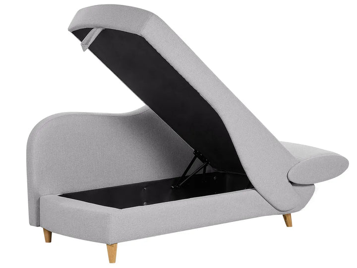 Right-Hand Chaise Lounge Faux Linen Light Grey with Storage Harriet