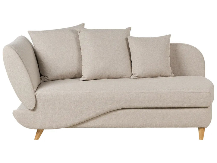 Left-Hand Chaise Lounge Faux Linen Beige with Storage Harriet