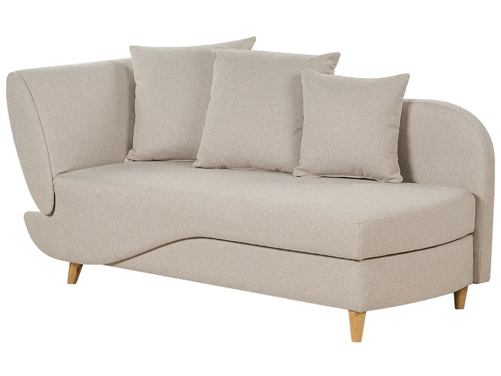 Left-Hand Chaise Lounge Faux Linen Beige with Storage Harriet