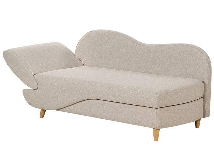Left-Hand Chaise Lounge Faux Linen Beige with Storage Harriet