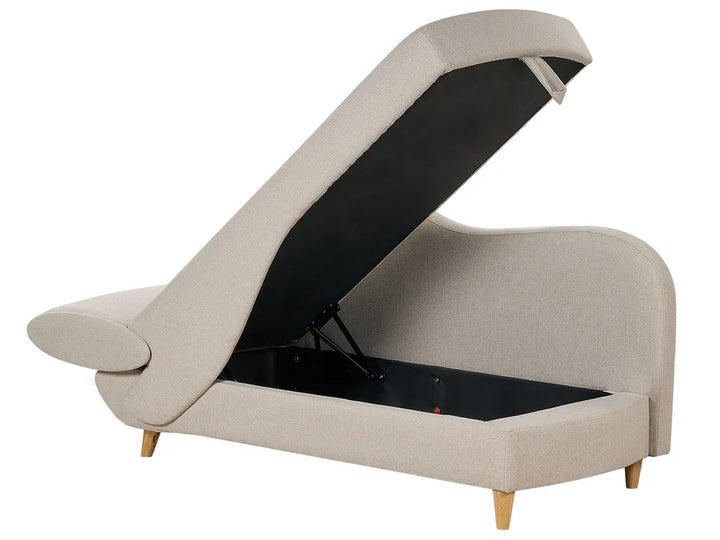 Left-Hand Chaise Lounge Faux Linen Beige with Storage Harriet