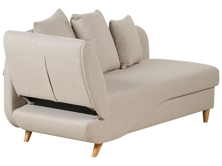 Left-Hand Chaise Lounge Faux Linen Beige with Storage Harriet