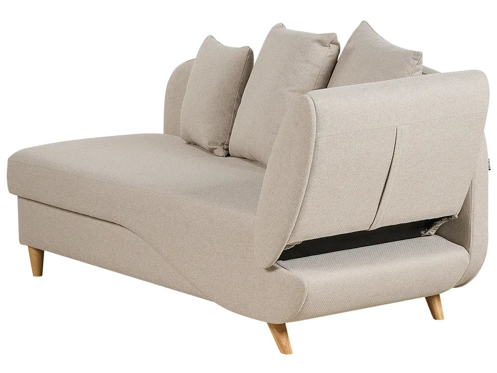 Right-Hand Chaise Lounge Faux Linen Beige with Storage Harriet