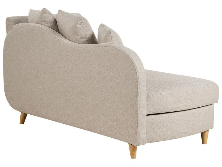 Right-Hand Chaise Lounge Faux Linen Beige with Storage Harriet