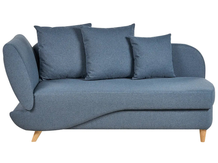 Left-Hand Chaise Lounge Faux Linen Dark Blue with Storage Harriet