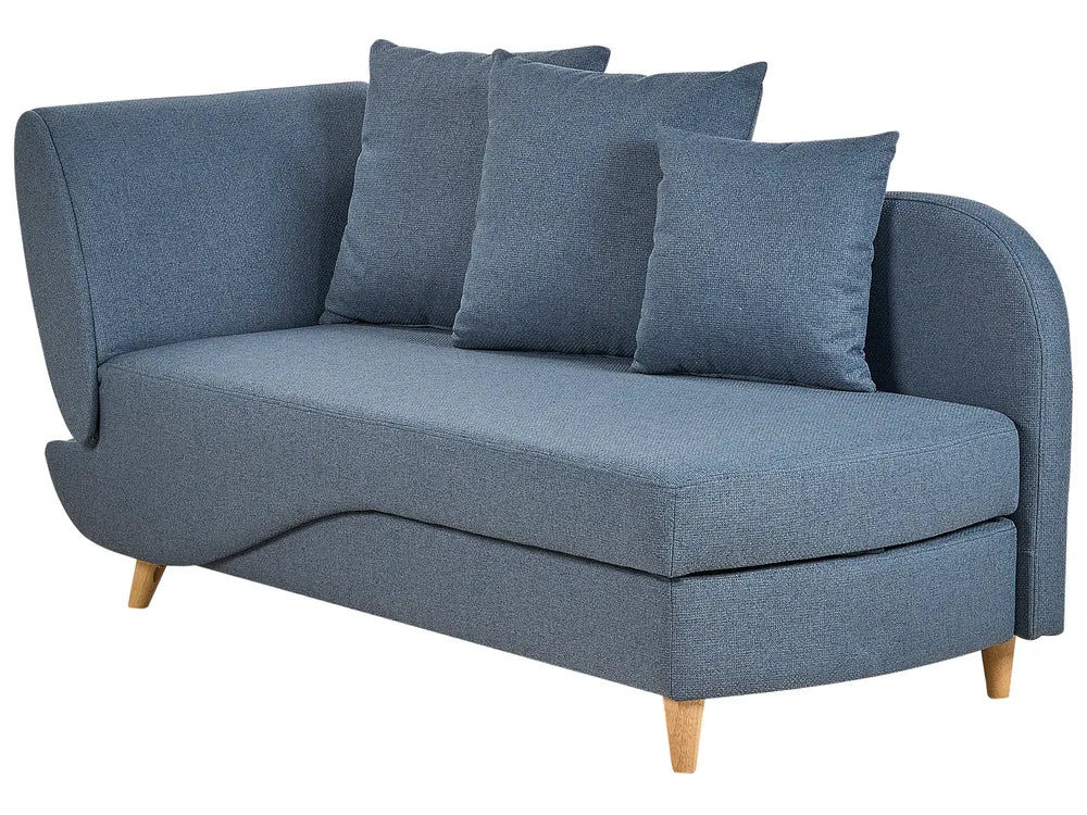 Left-Hand Chaise Lounge Faux Linen Dark Blue with Storage Harriet