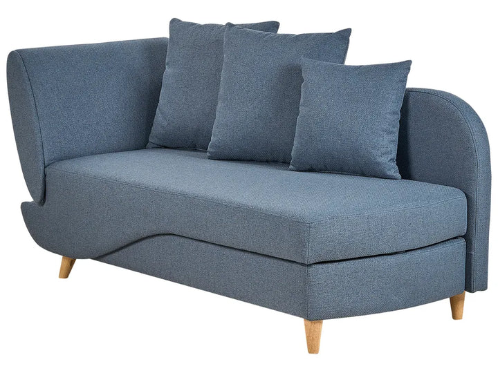 Left-Hand Chaise Lounge Faux Linen Dark Blue with Storage Harriet