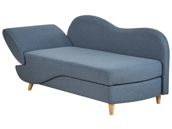 Left-Hand Chaise Lounge Faux Linen Dark Blue with Storage Harriet
