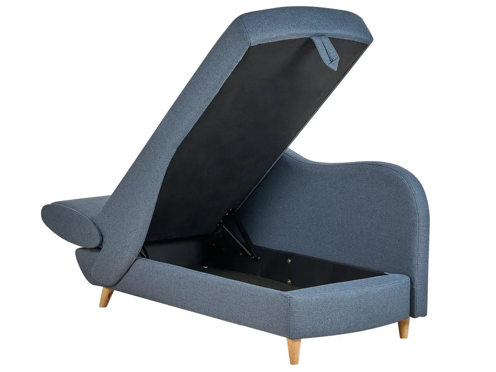 Left-Hand Chaise Lounge Faux Linen Dark Blue with Storage Harriet