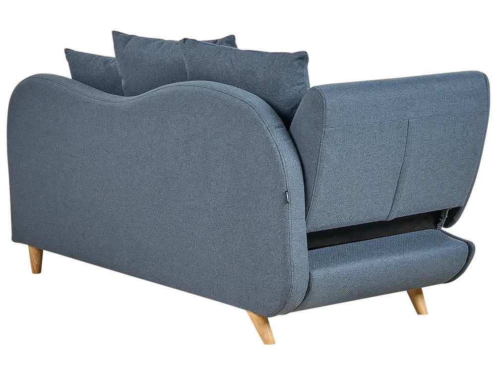 Left-Hand Chaise Lounge Faux Linen Dark Blue with Storage Harriet