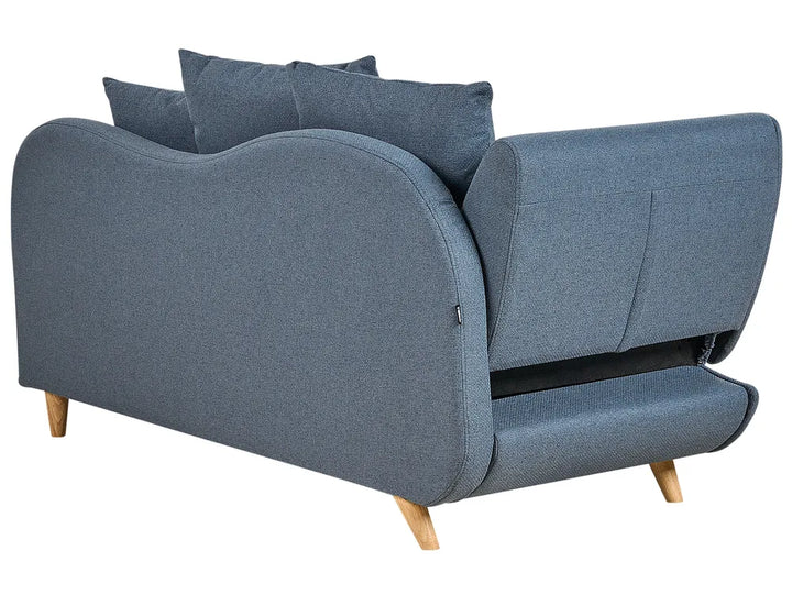 Left-Hand Chaise Lounge Faux Linen Dark Blue with Storage Harriet