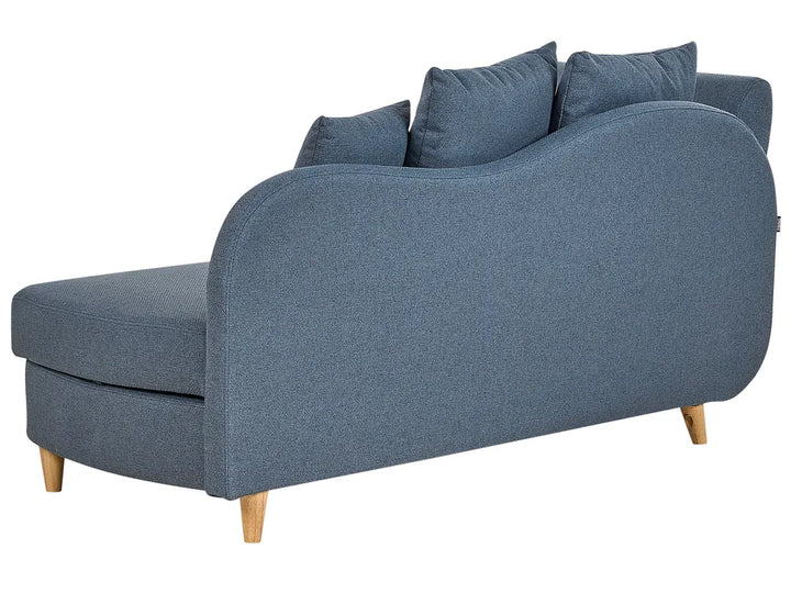 Left-Hand Chaise Lounge Faux Linen Dark Blue with Storage Harriet