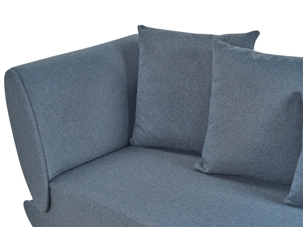 Left-Hand Chaise Lounge Faux Linen Dark Blue with Storage Harriet