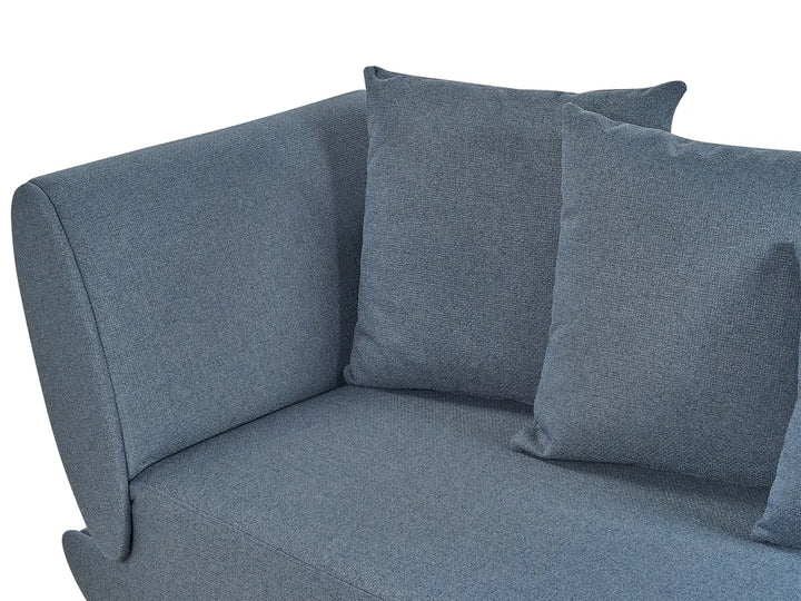 Left-Hand Chaise Lounge Faux Linen Dark Blue with Storage Harriet