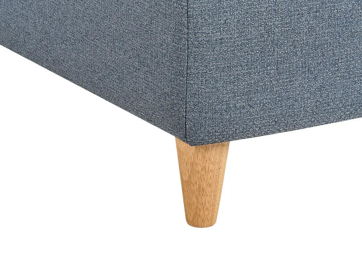 Left-Hand Chaise Lounge Faux Linen Dark Blue with Storage Harriet