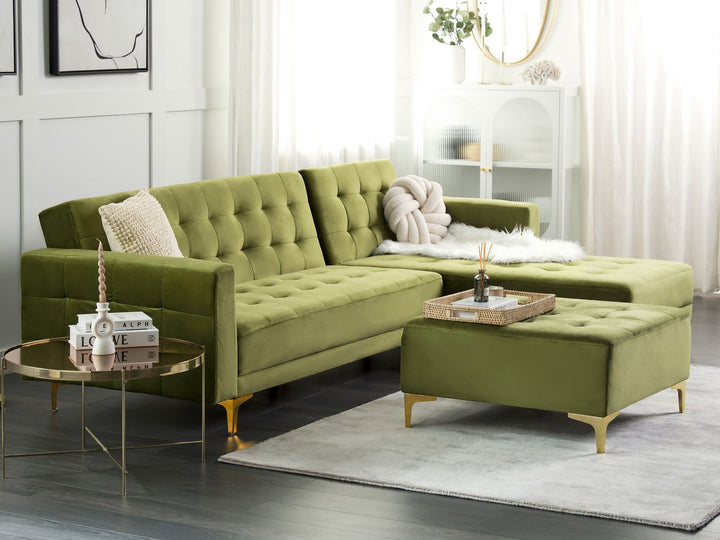  Aberdeen Corner Sofa Green Velvet Left Hand