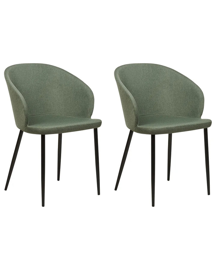 Set of 2 Dining Chairs Fabric Dark Green Lottie