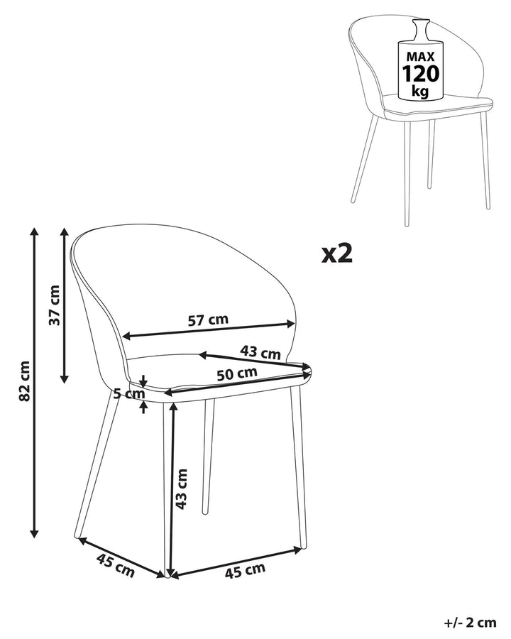 Set of 2 Dining Chairs Fabric Light Grey Lottie