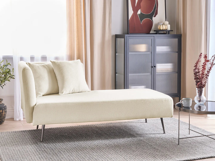 Left-Hand Chaise Lounge Boucle Off-White Roxy