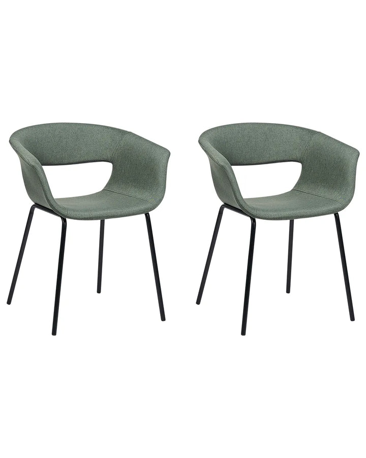 Set of 2 Dining Chairs Fabric Dark Green Cassandra