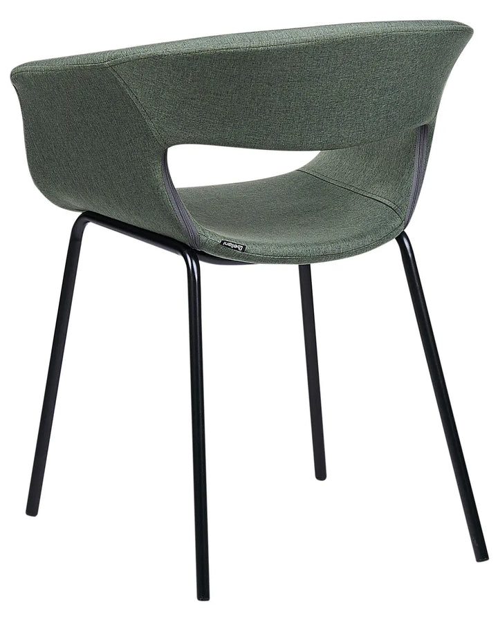 Set of 2 Dining Chairs Fabric Dark Green Cassandra