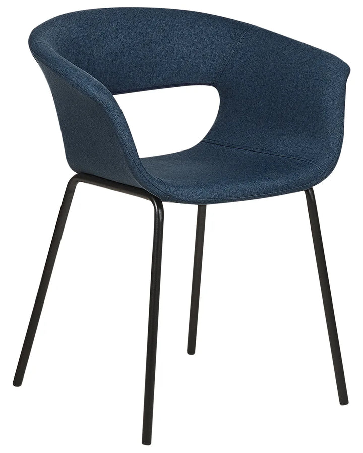 Set of 2 Dining Chairs Fabric Dark Blue Cassandra