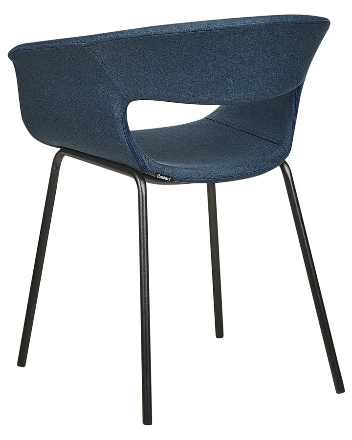 Set of 2 Dining Chairs Fabric Dark Blue Cassandra