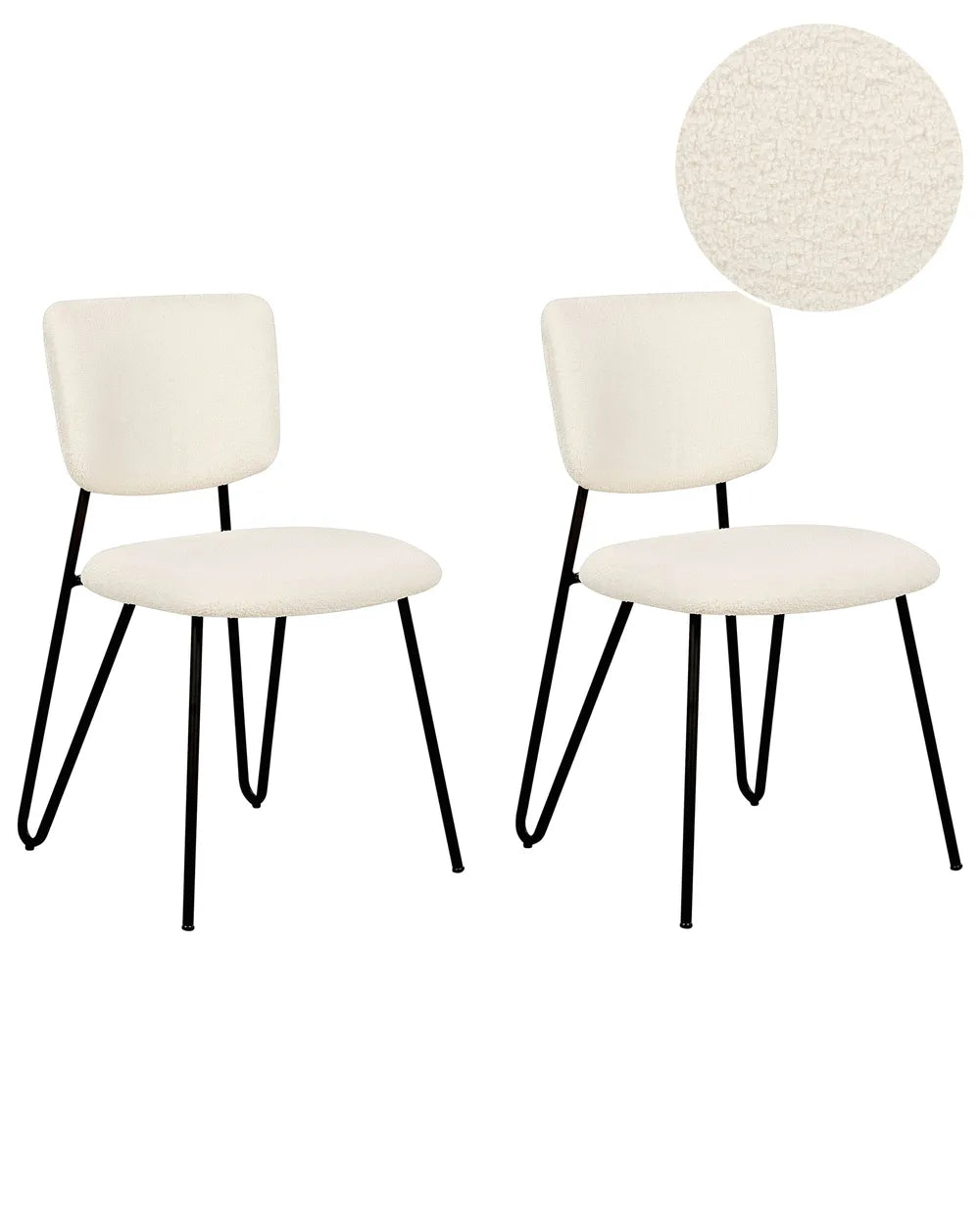 Set of 2 Dining Chairs Boucle Off-White Kae
