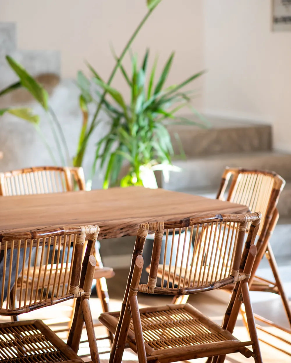 Set of 4 Dining Chairs Folding Bamboo Natural Brey